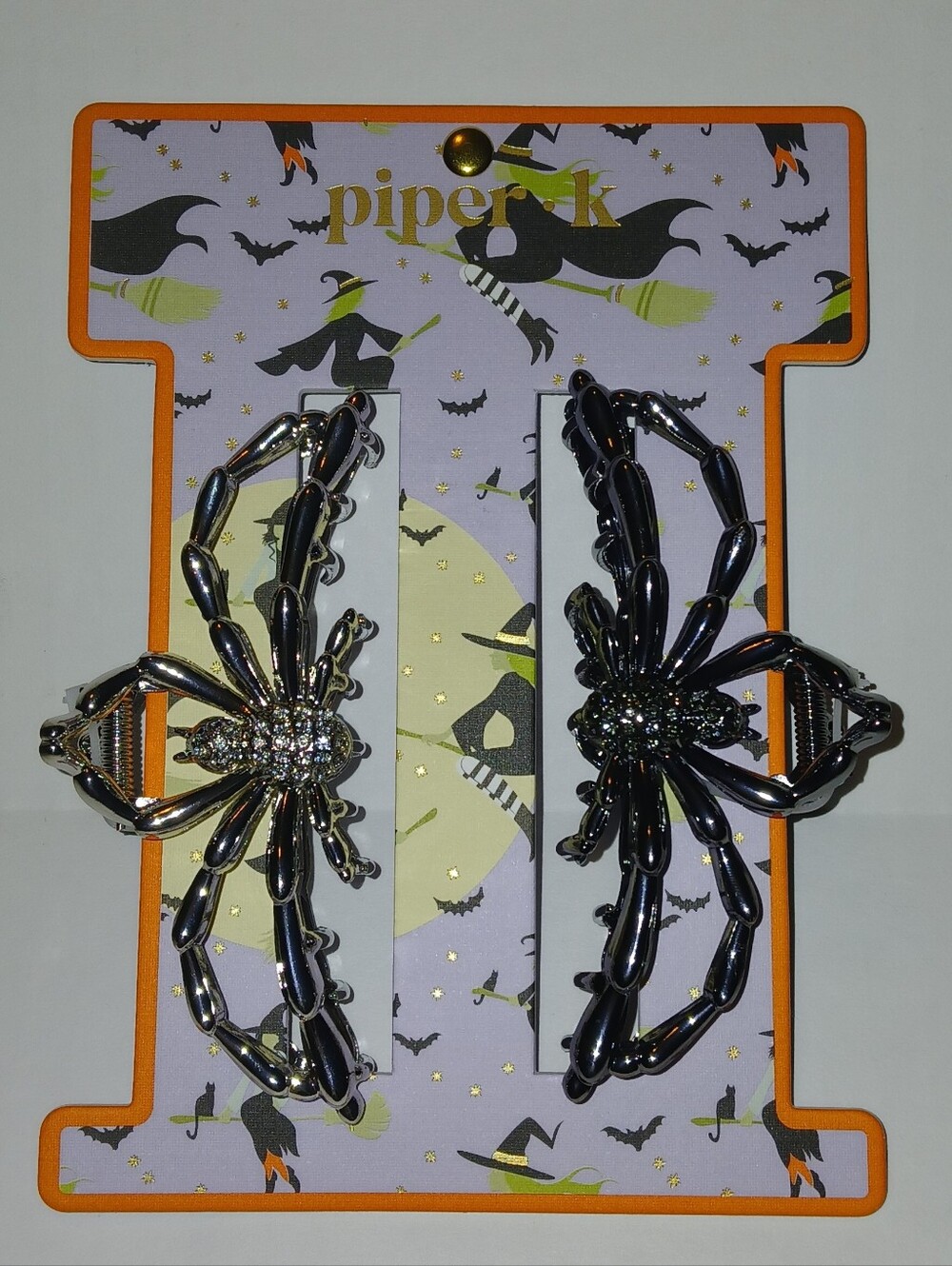 piper.k 2 Spider Claw Hair Clips, Silver & Gunmetal Halloween 2026!